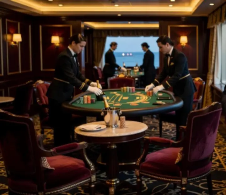 VIP player enjoying private gaming lounge on a cruise