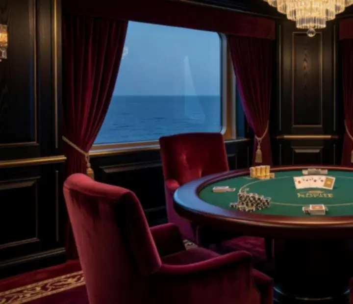 Private VIP poker suite with velvet seating and gold lighting